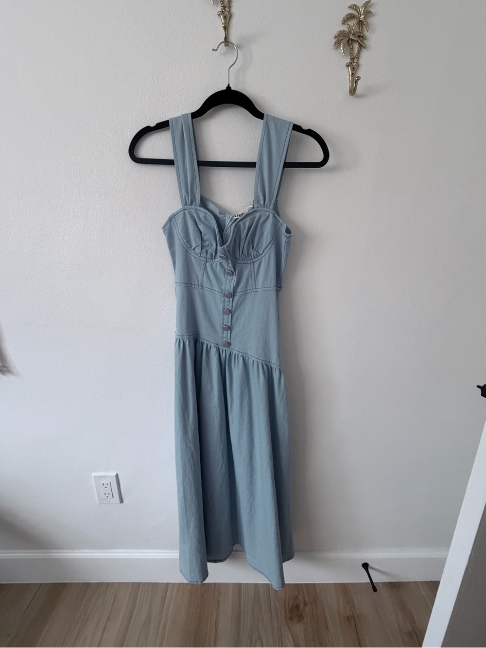 Indah NWT Pale Blue Bustier Midi Dress